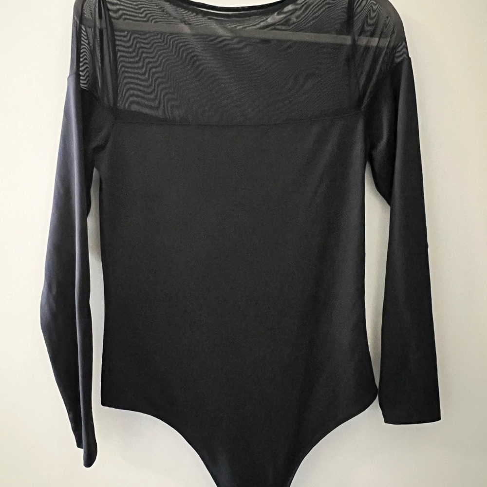 Black Long Sleeve Mesh Top